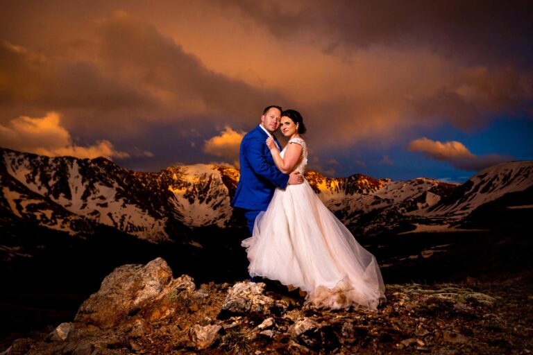 Portrait of a couple during an elopement at Loveland Pass in Colorado