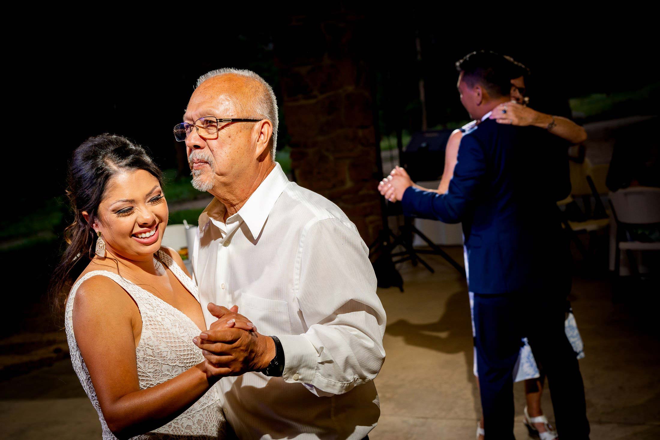 Bride shares a first dance with her father during the wedding reception, wedding photos, wedding photography, wedding photographer, wedding inspiration, wedding photo inspiration, mountain wedding, YMCA of the Rockies wedding, YMCA of the Rockies wedding photos, YMCA of the Rockies wedding photography, YMCA of the Rockies wedding photographer, YMCA of the Rockies wedding inspiration, YMCA of the Rockies wedding venue, Estes Park wedding, Estes Park wedding photos, Estes Park wedding photography, Estes Park wedding photographer, Colorado wedding, Colorado wedding photos, Colorado wedding photography, Colorado wedding photographer, Colorado mountain wedding, Colorado wedding inspiration