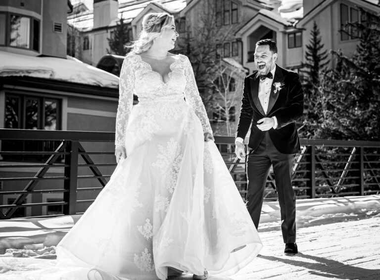 Winter wedding at Donovan Pavilion in Vail Colorado