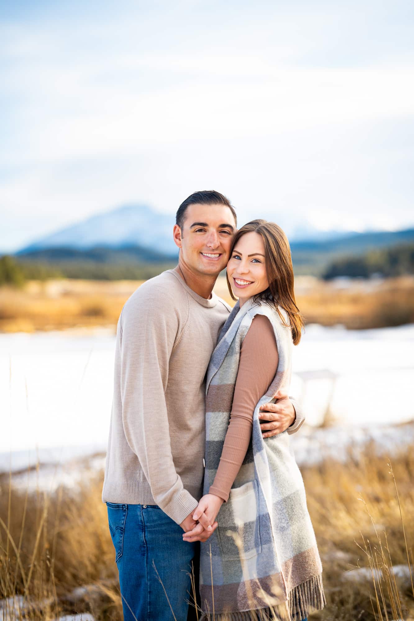 Winter Engagement Photos at Manitou Lake in Colorado Springs