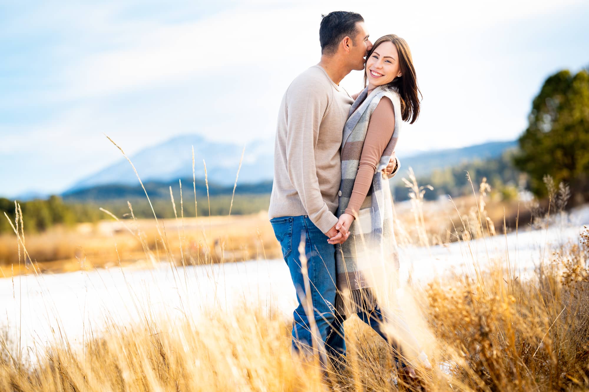 Winter Engagement Photos at Manitou Lake in Colorado Springs