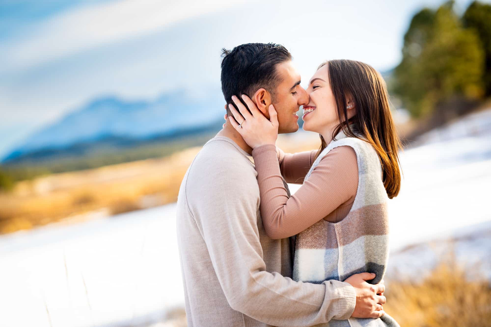 Winter Engagement Photos at Manitou Lake in Colorado Springs