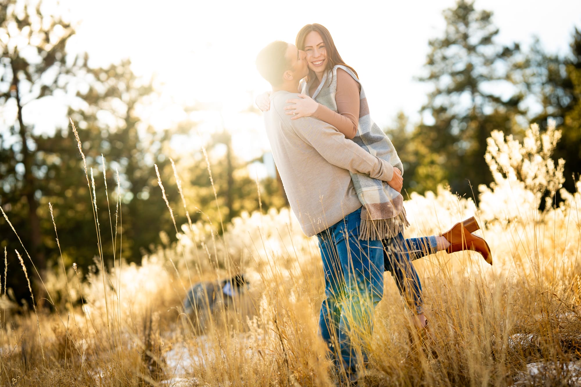 Winter Engagement Photos at Manitou Lake in Colorado Springs