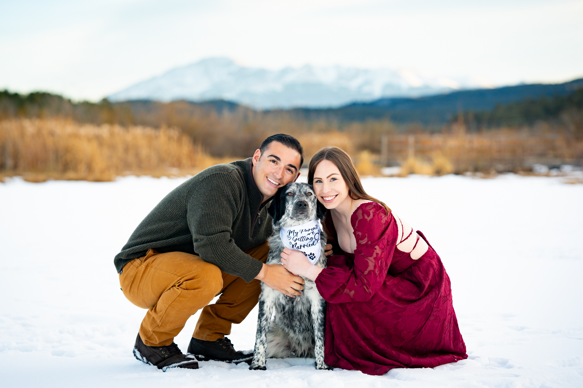 Winter Engagement Photos at Manitou Lake in Colorado Springs