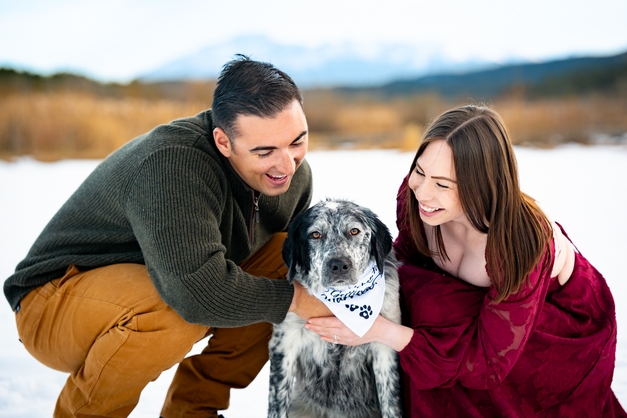 Winter Engagement Photos at Manitou Lake in Colorado Springs