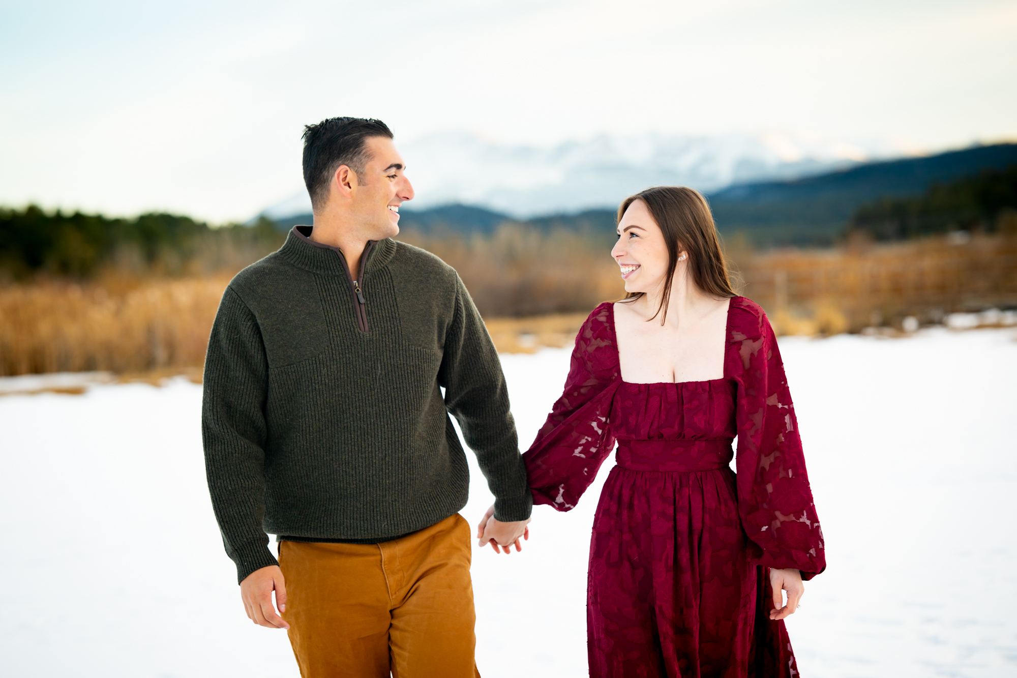 Winter Engagement Photos at Manitou Lake in Colorado Springs