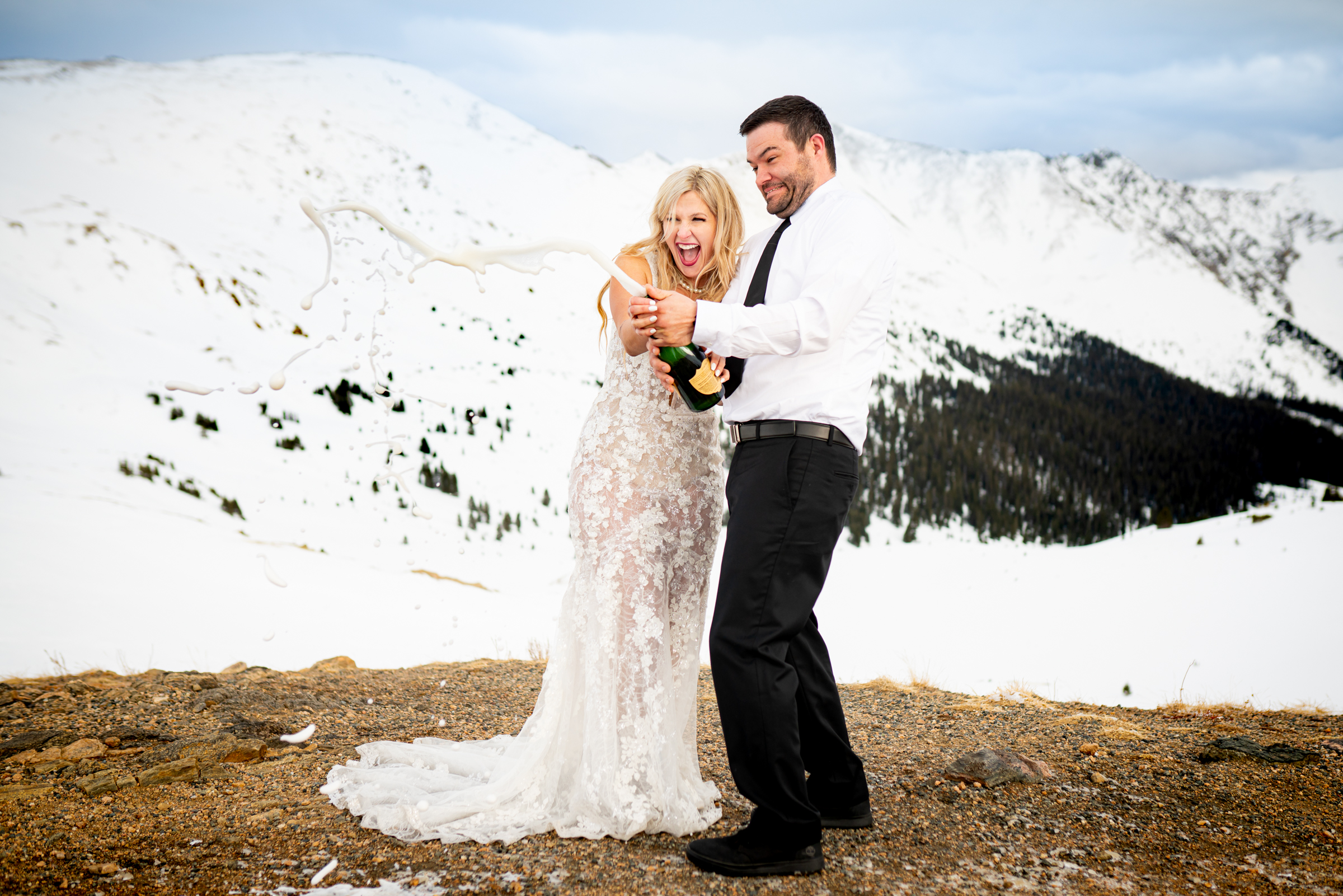 Britney and Austin's winter elopement wedding at Denver Union Station and Loveland Pass in Summit County, Colorado on Saturday, March 23rd, 2024.