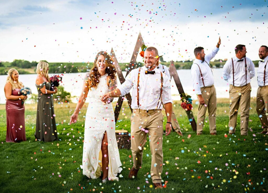 Backyard Wedding Confetti Ceremony Colorado