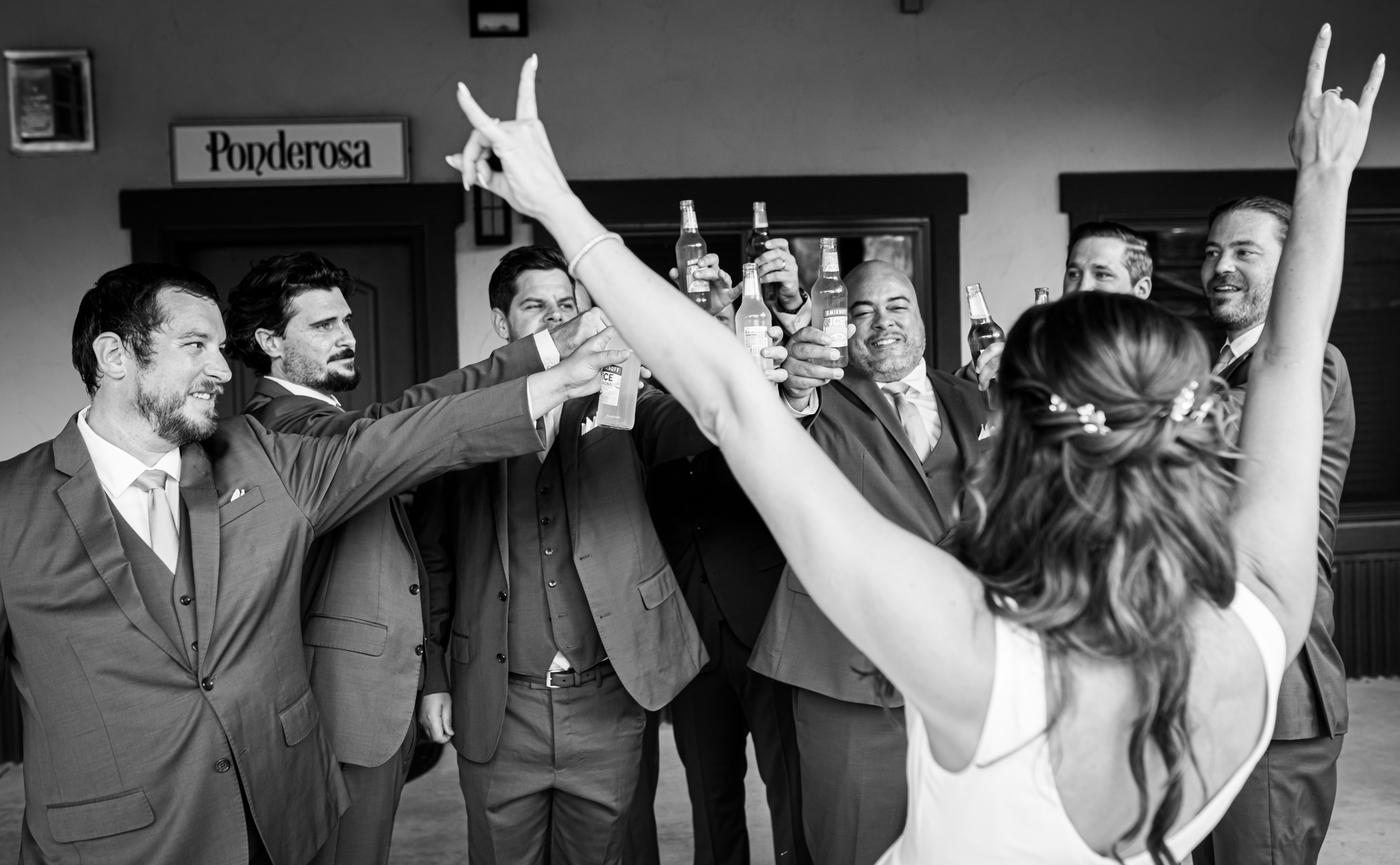 Bride ICE's the groomsmen before the wedding ceremony